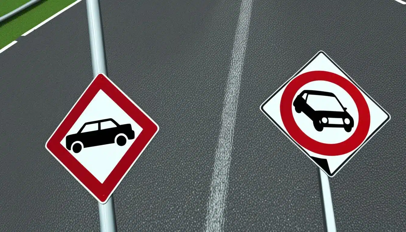 علامات ممنوع التجاوز اثناء قيادة السيارة